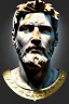 Placeholder: Ultra Realistic image, Roman sculpture, white marble material, Lionel Messi, gold Laurel leaves wreath, renaissance ornaments, one gold star in heart, sun ornament, sun rays background, chisel style, waist up portrait, emperor style, epic, celestial, cinematic lighting, God light, god rays, 4k resolution, smooth details, ornate details, soft lighting, unreal engine 5, art station, substance 3d.