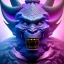 Placeholder: oni purple villain in galaxy, teal and purple smoke, detailed, realistic, 4k