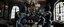 Placeholder: Lotsa goths pushing each other with tonfa sticks in dramatic scene in luxury parlour in the style of Giger and Escher