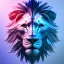 Placeholder: A beautiful portrait of a cyborg lion blue color scheme, high key lighting, volumetric light high details psychedelic background