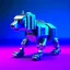 Placeholder: Doctor Who K-9 Robot Dog on wheels, Vaporwave design, metalic, blocky dog, Virtual, 8bit.