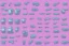 Placeholder: sprite sheet of cyberpunk bear in pink and purple