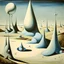 Placeholder: Landscape with nonsense forms, white, blue, Yves Tanguy, shadows, creepy, photorealism