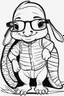 Placeholder: Outline art for cute coloring pages with armadillo with glasses, full body, white background, sketch style, only use outline, clean line art, no shadows and clear and well outlined.