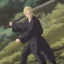 Placeholder: blond ninja with katana in black clothes