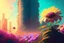 Placeholder: sunny day, flowers, epic, sci-fi, retrowave city