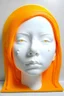 Placeholder: Human Girl face white rubber effect in all body with orange sponge hair