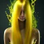 Placeholder: glass of liquid, face, book cover, long yellow shiny hair