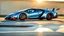 Placeholder: A sleek (((a fusion of lamborghini veneno and bugatti chiron))), its glossy shell reflecting the (((bright sun))), cutting through a (((clear bright blue morning sky)))