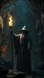 Placeholder: Busch painting style nightmare, a wizard standing in a 3d rendering full-height image of a grim and dark scene. Ensure the final images exhibit the utmost quality, with the play of a torch-lit dungeon encompassing 4K, 8K, and 64K resolutions, with 3D rendering that manifests in photorealistic, hyperrealistic, and highly detailed representations. Employ techniques such as HDR, UHD,