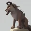 Placeholder: Lion cub gargoyle with goat horns and wings on its back Nick Harris style