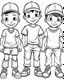 Placeholder: real boys cartoon coloring pages , no black color, no no flower, b/w outline art for kids coloring book page, Kids coloring pages, full white, kids style, white background, whole body, Sketch style, full body (((((white background))))), only use the outline., cartoon style, line art, coloring book, clean line art, white background, Sketch style