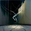 Placeholder: Minimal abstract oil painting of a falling person limbs sinew. Amongst concrete fragments brutalist architecture and hanging wires illuminated at night. In the style of Justin Mortimer and Francis bacon