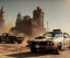 Placeholder: Realistic image. Mad max car. BMW 4 series, 2023 version. woman mad max style close up. 4k resolution, intricate details, ornate details, soft lighting, vibrant colors, retroanime, futuristic cityscape background