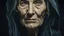 Placeholder: gloomy-looking Elderly hungarian woman, clad entirely in black attire and european black head scharf, exuding a gloomy aura, witch, somber tones, ultra fine detail, high detalied, professional photo, high quality, high textures. mystic and good aura, pale light in background