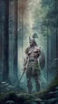 Placeholder: warrior blessed by nature, forest in the background