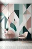 Placeholder: Create a handpainted geometric wall mural Create a handpainted geometric wall mural inspired by artistic gymnastics, featuring graceful spirals and elegant lines. Use pastel tones to convey a sense of artistic expression."