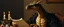 Placeholder: close up portrait painted by Rembrandt, stupid looking dragon holding speech at dinner table