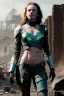 Placeholder: Hannah Hays, ruined city, ultrarealistic, dynamic, concept art, strikingly beautiful (18 year old girl:1.2),_skimpy lost in space armor_, Hair (long ginger:1.1), Face (freckles:1.2), body, medium breasts (heavy cleavage:1.2), tracing, ambient light, highres, (hyperrealistic:1.2), (perfect face:1.1), intricate (high detail:1.1) body, beautiful detailed eyes (emerald:1.3), _camera_, _pose_, plump lips ,sci-fi theme, Model hash: ddc3021b