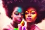 Placeholder: full body shot, masterpiece, best quality, family of three, dark skinned, sparkling eyes, fluorescent skin, colorful makeup, afro, highly detailed body, afrofuturism, scifi, sun light, 4K, RAW, depth of field, high contrast, realistic details, 24mm