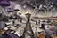Placeholder: inner world this atypical world, in midle one alone human figure with a big map his hands in weird alternative clothes stands on the thin bridge , weird whimsical landscape, forest, and Sahara water and rocks,, around surreal cracked painted weird land with some black doors. dark purple, gray, black, white, brown. Whimsical style of Chagall , of Minjae Lee and Anton Semenov, lonely with absurd beauty. broken, weird bizarr,e absurd nightmare, neuron network background, surreal vibe