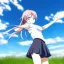 Placeholder: Anime girl kicking high side view