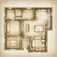 Placeholder: blueprint, one room, plan, illustration, aged,