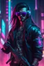Placeholder: male cyberpunk solo with long hair, korean, Wearing Urban Gang Flash and mirrored dark sunglasses, and gun, headaphone, strong cyber warrior, black tatoo, attrakvtive man, Retroanime, rembradt lighting, neon complementary colors, dark vibe, scifi