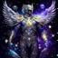 Placeholder: A battle suit made of galaxies and stars with a glove that has seven endless stones,A god-like man with infinite power who owns the galaxies,God-like man with infinite power who owns the galaxies and wears a beautiful crown, a jewel of diamonds and galaxies with weapons riding on a creature with an eagle head and eagle wings and eagle hands