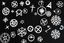 Placeholder: multiple different cryptic symbols spread out. white on black background