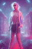 Placeholder: danish singer mø face, cyberpunk,blue tones, style free