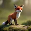 Placeholder: cute little Fox with big, round He lives in a purple nest in the forest and loves to go out and greet the animals he meets along the way. curious and helpful