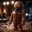 Placeholder: 32k uhd, anthropomorphic ginger bread man, by james cameron, photoreal, full length, 85mm, F1.4, Cinestill 800T, 8k, high quality, photo realistic, shallow depth of field, photorealistic masterpiece, cinematic lighting, lovely bokeh, cursed by satan, horror movie, horrorpunk,