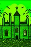 Placeholder: A lime green castle in a plasmatic thunderstorm painted by Keith Haring