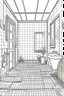 Placeholder: Outline art, simple House interior design, toilet, cartoon style, thick lines, low details, --ar 9:11