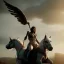 Placeholder: angel of death riding a horse, spectral, 4k, 8k, highly detailed, cinematic, ultra photorealistic, ultra realistic, volumetric lighting, moody, gloomy