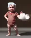 Placeholder: Pedro almodovar toddler, full body, white hair, dramatic lighting, hyper realistic