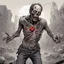 Placeholder: Rotting Zombie making the 'heart hands' hand gesture, concept art, dystopia background, clear, fine line art, artistically dramatic, complex contrast, modern comic book illustration, by Robert Kirkman "The Walking Dead " aesthetic,