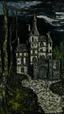 Placeholder: A black chateau in a demented shadow realm designed in Ica stones painted by Vincent van Gogh