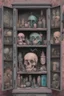 Placeholder: Cyberpunk cabinet of curiosities painted by Frida , unsane details, soft colors