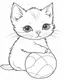 Placeholder: Coloring page: Adorable baby kitten playing with a ball of yarn
