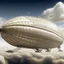 Placeholder: A white eagle shaped airship designed in ancient Egyptian hieroglyphics