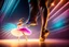 Placeholder: very beautiful a ballet male and female dancers couple in very pretty clothing dancing ,hyper realistic ,disco lights,very luxury dance stage ,with nice light sources and devices in stage, close up,full body show