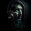 Placeholder: a man leaning against a keyhole, with a keyhole in his eye and a human eye in the keyhole, bizarre, surreal, darkmood