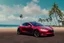 Placeholder: A Tesla 'Model 3' is drifting at top speed, at the beach of Waikiki in Hawaii. CINEMATIC. WIDE ANGLE LENS. PHOTO REAL.