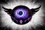 Placeholder: wings, freaky crazy evil eye with wings, laughing, flying, satan wings, dark, terror, horror