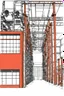 Placeholder: Industrial warehouses, line arts, manga style