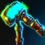 Placeholder: massive hammer having mystic markings with a glowing halo, no being