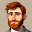 Placeholder: 37 year old man. Very sweet man. With auburn hair. Hair cut short. With short beard. Cartoon animated.