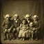 Placeholder: vintage family photograph of a goblins family posing for a formal picture, by Joel Peter Witkin, found footage, low contrast, vignette, bokeh, absurd